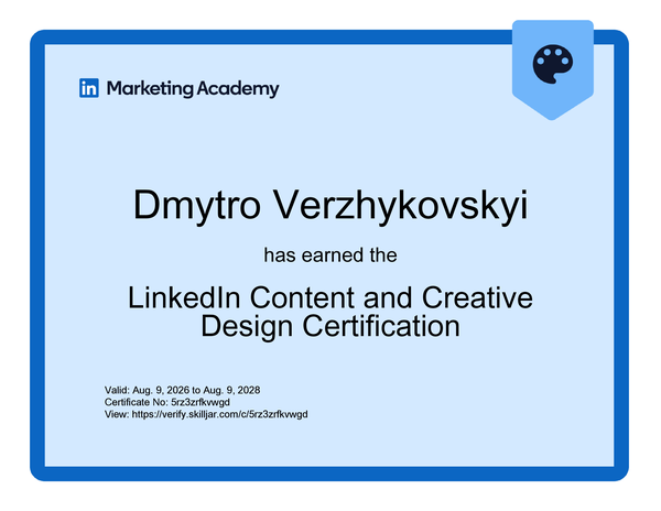 LinkedIn Content and Creative Design certificate, LinkedIn Marketing Academy