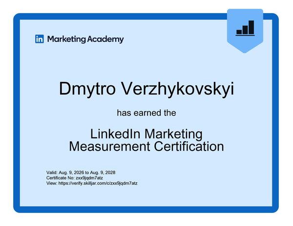 LinkedIn Marketing Measurement certificate, LinkedIn Marketing Academy